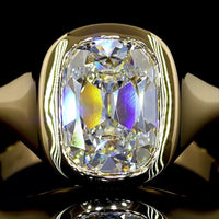 14K Yellow Gold Antique Cushion Cut Bezel Set Solitaire Ring - 3.07 Carat Lab Diamond E-F VS1 GIA Certified - Covaloro Fine Jewelry