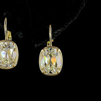 14K Yellow Gold Antique Cushion Cut Lab Diamond Drop Earrings - 5.15 Total Carat Weight, E-F Color VS1 Clarity - Covaloro Fine Jewelry