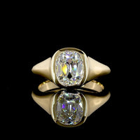 14K Yellow Gold Antique Cushion Cut Lab Diamond Solitaire Ring - 2.08 Carat Total Weight, E-VS1 - Covaloro Fine Jewelry