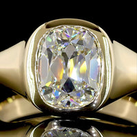 14K Yellow Gold Antique Cushion Cut Lab Diamond Solitaire Ring - 2.08 Carat Total Weight, E-VS1 - Covaloro Fine Jewelry