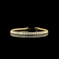 14K Yellow Gold Antique Cushion Cut Lab Diamond Tennis Bracelet - 8.93 Carat Total Weight, 58 Stones, Half Bezel Setting, E-F Color VS Clarity - Covaloro Fine Jewelry