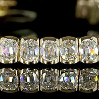 14K Yellow Gold Antique Cushion Cut Lab Diamond Tennis Bracelet - 8.93 Carat Total Weight, 58 Stones, Half Bezel Setting, E-F Color VS Clarity - Covaloro Fine Jewelry