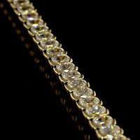 14K Yellow Gold Antique Cushion Cut Lab Diamond Tennis Bracelet - 8.93 Carat Total Weight, 58 Stones, Half Bezel Setting, E-F Color VS Clarity - Covaloro Fine Jewelry