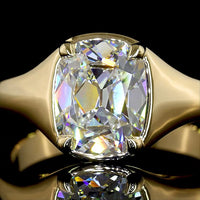 14K Yellow Gold Antique Cushion Cut Solitaire Ring with D VS1 Lab Diamond - 2.09 Carat Total Weight - Covaloro Fine Jewelry