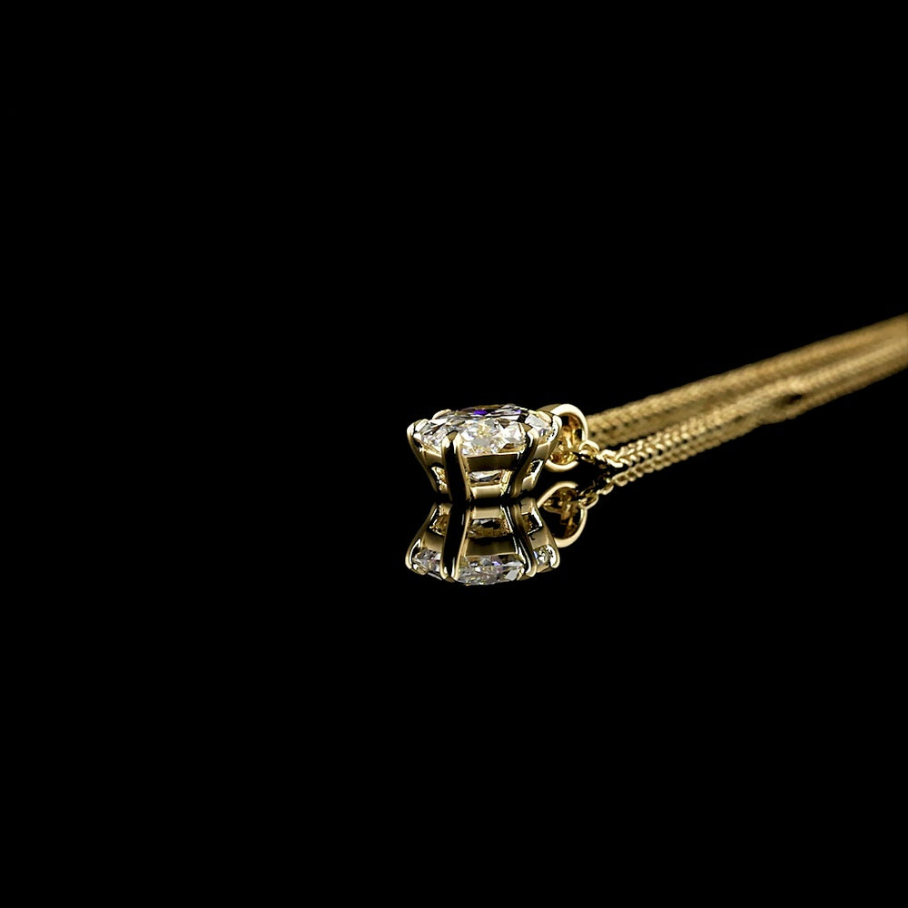 14K Yellow Gold Antique Marquise Cut Solitaire Pendant with D VVS2 Lab-Grown Diamond - 1.56 Carat Total Weight, IGI Certified - Covaloro Fine Jewelry