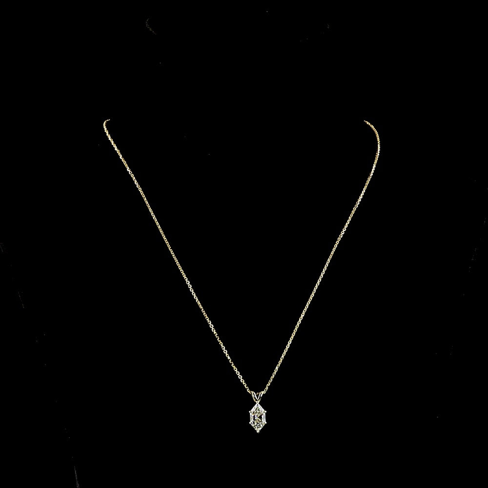 14K Yellow Gold Antique Marquise Cut Solitaire Pendant with D VVS2 Lab-Grown Diamond - 1.56 Carat Total Weight, IGI Certified - Covaloro Fine Jewelry