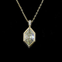 14K Yellow Gold Antique Marquise Pendant with Bezel Set E VVS2 Lab Diamond and Brilliant Round Accents - 2.54 Carat Total Diamond Weight - Covaloro Fine Jewelry