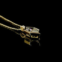14K Yellow Gold Antique Marquise Pendant with Bezel Set E VVS2 Lab Diamond and Brilliant Round Accents - 2.54 Carat Total Diamond Weight - Covaloro Fine Jewelry