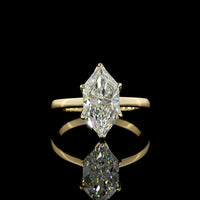 14K Yellow Gold Antique Marquise Solitaire Ring with 2.59 Carat Lab-Grown E-VVS2 Diamond - IGI Certified - Covaloro Fine Jewelry
