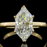 14K Yellow Gold Antique Marquise Solitaire Ring with 2.59 Carat Lab-Grown E-VVS2 Diamond - IGI Certified - Covaloro Fine Jewelry