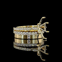 14K Yellow Gold Antique Marquise Solitaire Ring with 3.62 Carat E VVS2 Lab Diamond and Accent Brilliant Cut Lab Diamonds - 5.01 Carat Total Diamond Weight - Covaloro Fine Jewelry