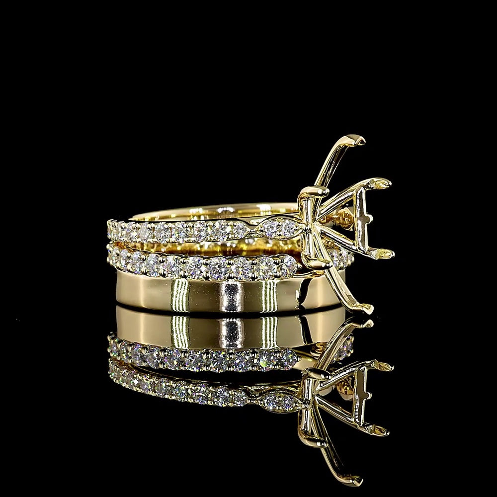 14K Yellow Gold Antique Marquise Solitaire Ring with 3.62 Carat E VVS2 Lab Diamond and Accent Brilliant Cut Lab Diamonds - 5.01 Carat Total Diamond Weight - Covaloro Fine Jewelry