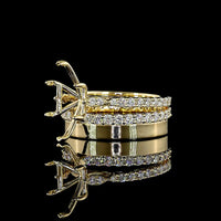 14K Yellow Gold Antique Marquise Solitaire Ring with 3.62 Carat E VVS2 Lab Diamond and Accent Brilliant Cut Lab Diamonds - 5.01 Carat Total Diamond Weight - Covaloro Fine Jewelry