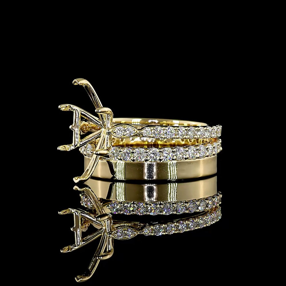 14K Yellow Gold Antique Marquise Solitaire Ring with 3.62 Carat E VVS2 Lab Diamond and Accent Brilliant Cut Lab Diamonds - 5.01 Carat Total Diamond Weight - Covaloro Fine Jewelry