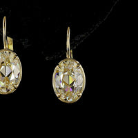 14K Yellow Gold Antique Oval Lab Diamond Drop Earrings - 4.07 Carat Total Weight, E-F Color VS1 Clarity with Bezel-Prong Setting - Covaloro Fine Jewelry