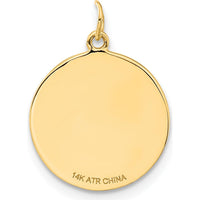 14K Yellow Gold Antiqued Compass Engravable Disc Pendant - 18mm by Oro Pregiato