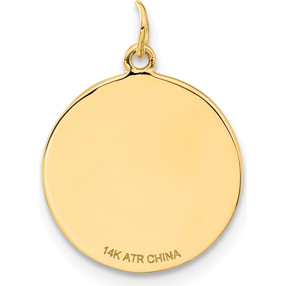 14K Yellow Gold Antiqued Compass Engravable Disc Pendant - 18mm by Oro Pregiato