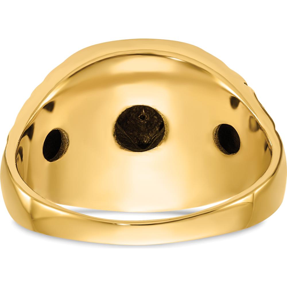 14K Yellow Gold Antiqued Nugget Masonic Ring with Round Natural Diamonds - 0.013 Carat Total Diamond Weight by IBGoodman