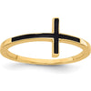 14K Yellow Gold Antiqued Sideways Cross Ring - Minimalist Religious Design by 0