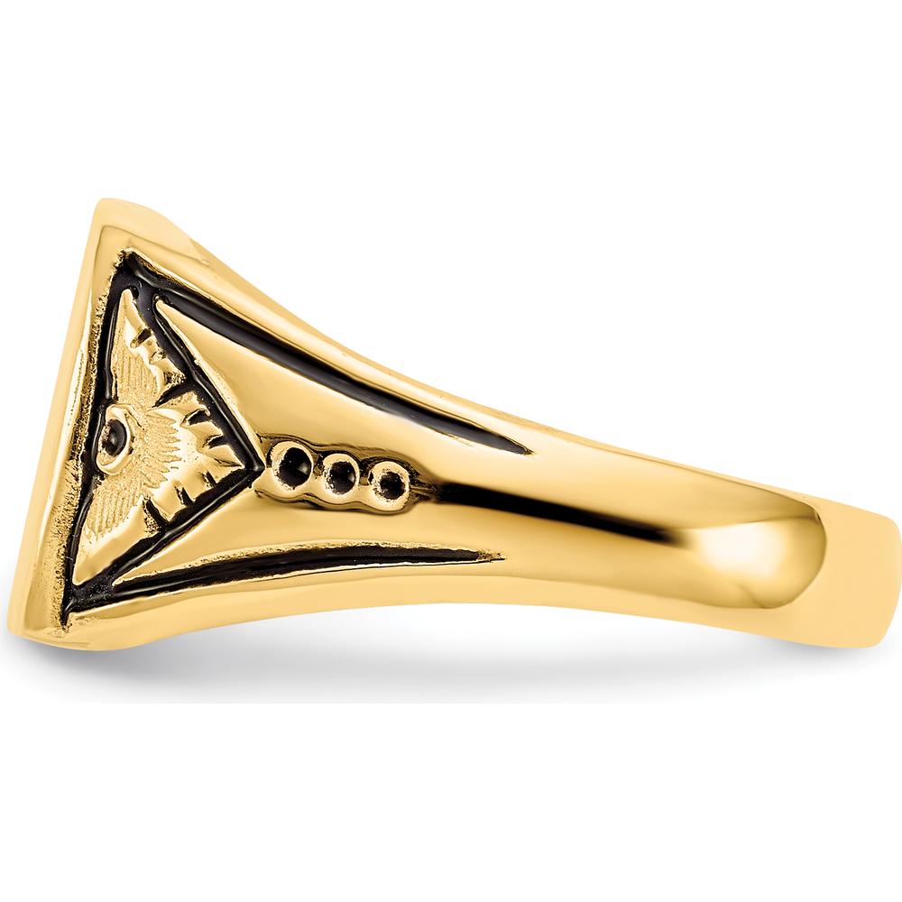 14K Yellow Gold Antiqued Signet Ring with Satin and Polished Finish - Customizable and Engravable by Oro Pregiato