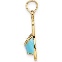 14K Yellow Gold Aqua Enameled Summer Slipper Charm - Vibrant Blue Accent by Oro Pregiato