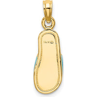 14K Yellow Gold Aqua Enameled Summer Slipper Charm - Vibrant Blue Accent by Oro Pregiato