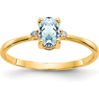 14K Yellow Gold Aquamarine and Diamond Birthstone Ring - 0.43 Carat Aquamarine, 0.008 Carat Diamond by Oro Pregiato
