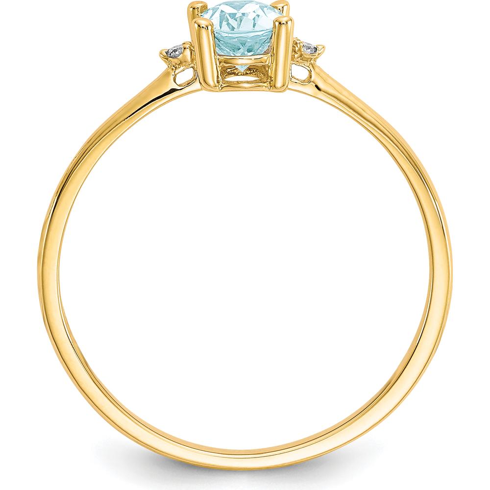 14K Yellow Gold Aquamarine and Diamond Birthstone Ring - 0.43 Carat Aquamarine, 0.008 Carat Diamond by Oro Pregiato