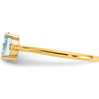14K Yellow Gold Aquamarine and Diamond Birthstone Ring - 0.43 Carat Aquamarine, 0.008 Carat Diamond by Oro Pregiato