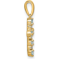 14K Yellow Gold Aquamarine and Diamond Cross Pendant - 0.50 Carat Total Aquamarine Weight, 0.12 Carat Total Diamond Weight by Oro Pregiato