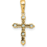 14K Yellow Gold Aquamarine and Diamond Cross Pendant - 0.50 Carat Total Aquamarine Weight, 0.12 Carat Total Diamond Weight by Oro Pregiato
