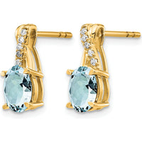 14K Yellow Gold Aquamarine and Diamond Drop Earrings - 0.012 Carat Total Diamond Weight by Oro Pregiato