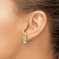14K Yellow Gold Aquamarine and Diamond Drop Earrings - 0.012 Carat Total Diamond Weight by Oro Pregiato