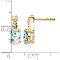 14K Yellow Gold Aquamarine and Diamond Drop Earrings - 0.012 Carat Total Diamond Weight by Oro Pregiato