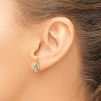 14K Yellow Gold Aquamarine and Diamond Drop Earrings - 0.586 Carat Total Aquamarine Weight, 0.01 Carat Total Diamond Weight by Oro Pregiato