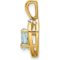 14K Yellow Gold Aquamarine and Diamond Heart Pendant - 0.4 Carat Aquamarine, 0.007 Carat Diamond by Oro Pregiato