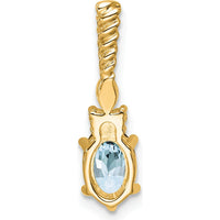 14K Yellow Gold Aquamarine and Diamond Pendant with Marquise and Round Diamonds - 1.22 Carat Total Gem Weight by Oro Pregiato