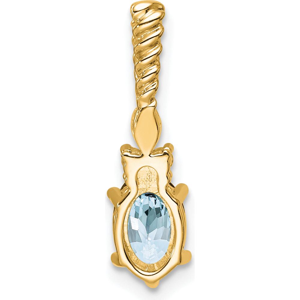 14K Yellow Gold Aquamarine and Diamond Pendant with Marquise and Round Diamonds - 1.22 Carat Total Gem Weight by Oro Pregiato