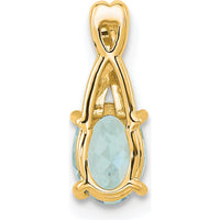 14K Yellow Gold Aquamarine and Diamond Pendant with Oval Aquamarine and Round Diamonds - 0.725 Carat Aquamarine Weight by Oro Pregiato