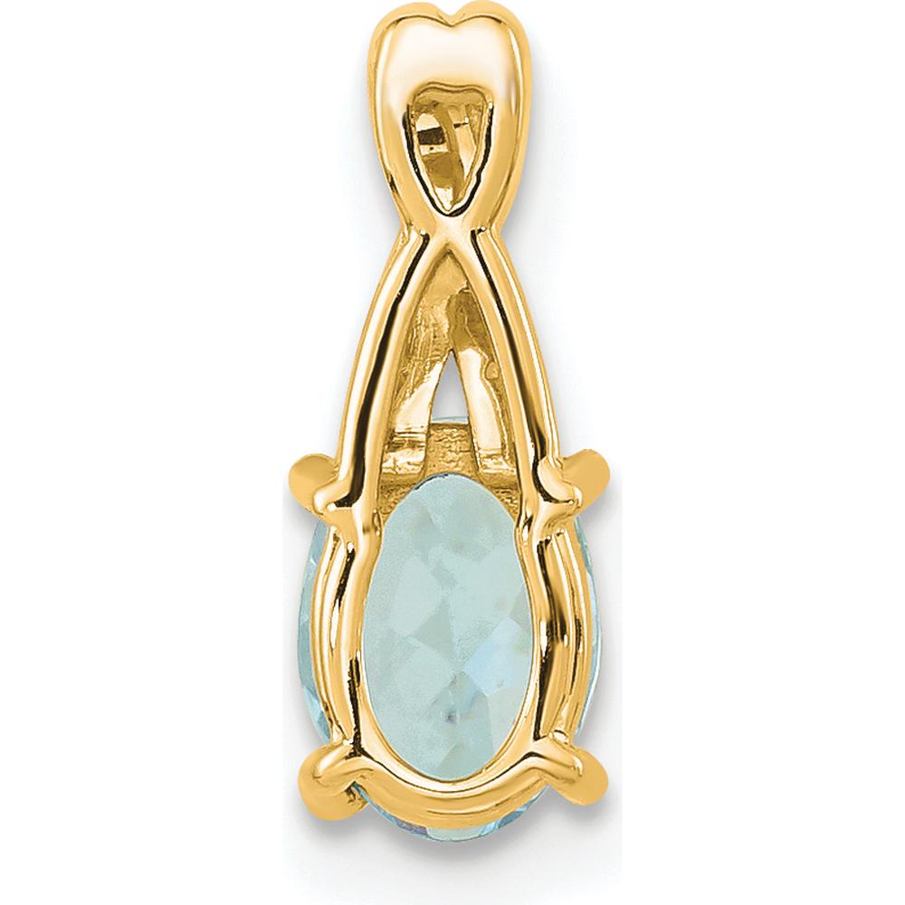 14K Yellow Gold Aquamarine and Diamond Pendant with Oval Aquamarine and Round Diamonds - 0.725 Carat Aquamarine Weight by Oro Pregiato