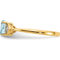 14K Yellow Gold Aquamarine and Diamond Ring with Oval Aquamarine - 0.4 Carat Total Aquamarine Weight, 0.01 Carat Total Diamond Weight by Oro Pregiato
