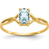 14K Yellow Gold Aquamarine Birthstone Ring with Oval Faceted Aquamarine - 0.43 Carat Total Gemstone Weight by Oro Pregiato