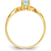 14K Yellow Gold Aquamarine Birthstone Ring with Oval Faceted Aquamarine - 0.43 Carat Total Gemstone Weight by Oro Pregiato