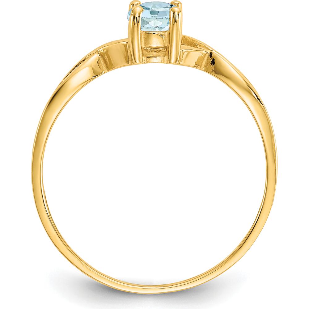 14K Yellow Gold Aquamarine Birthstone Ring with Oval Faceted Aquamarine - 0.43 Carat Total Gemstone Weight by Oro Pregiato