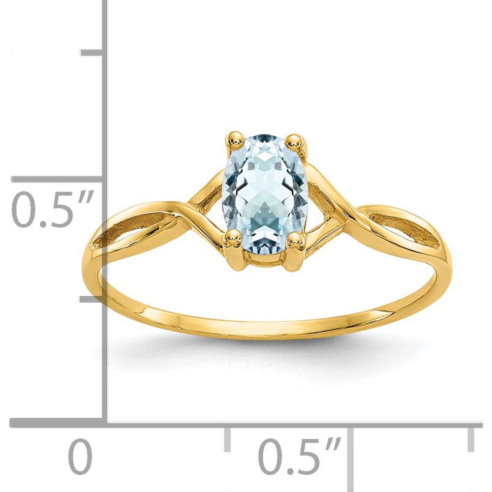 14K Yellow Gold Aquamarine Birthstone Ring with Oval Faceted Aquamarine - 0.43 Carat Total Gemstone Weight by Oro Pregiato