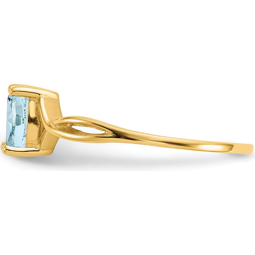 14K Yellow Gold Aquamarine Birthstone Ring with Oval Faceted Aquamarine - 0.43 Carat Total Gemstone Weight by Oro Pregiato