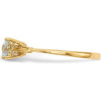 14K Yellow Gold Aquamarine Heart Bow Ring - 2x5mm Aquamarine Stones by Oro Pregiato