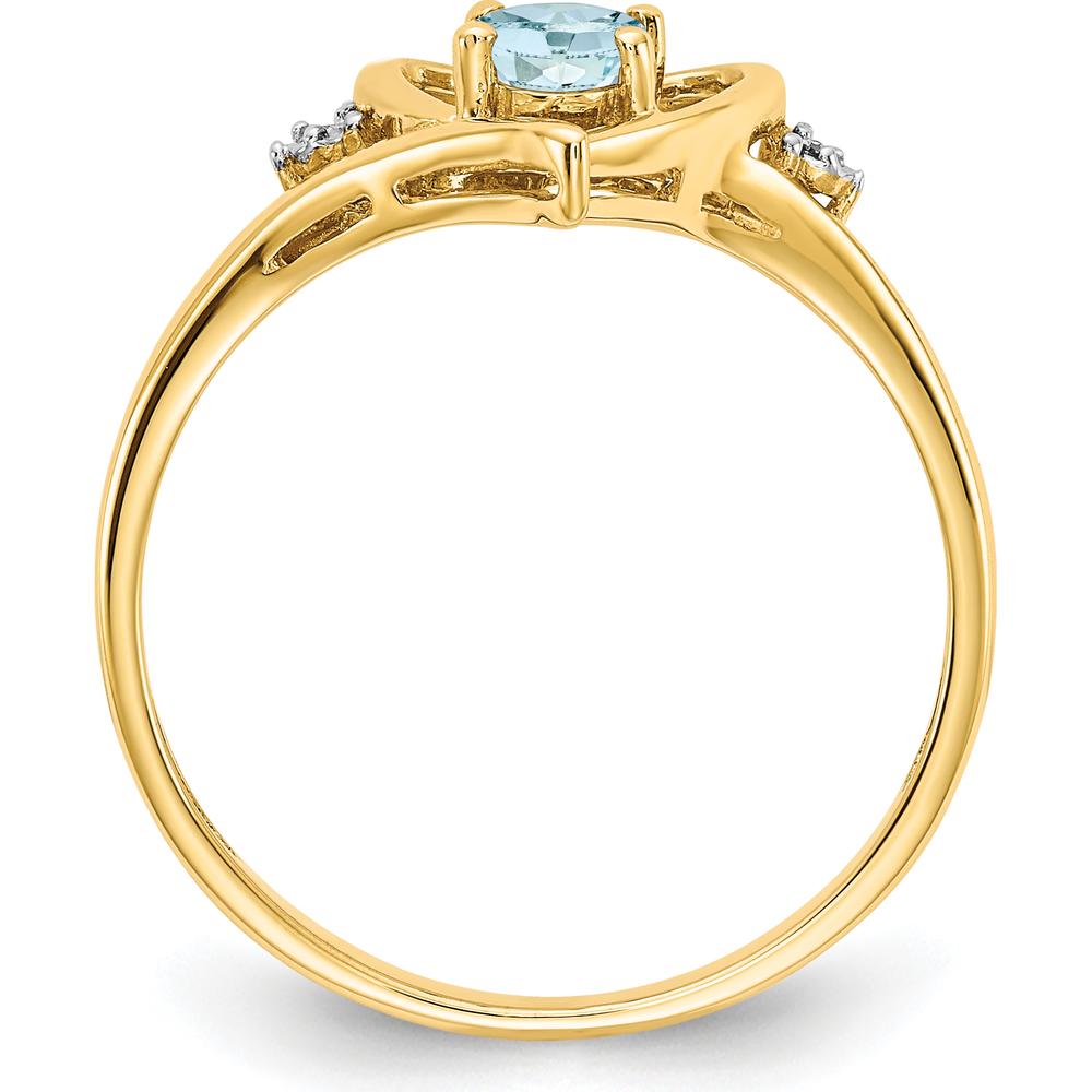 14K Yellow Gold Aquamarine Heart Ring with Diamond Accents - 0.4 Carat Aquamarine and 0.01 Carat Diamonds by Oro Pregiato