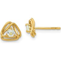14K Yellow Gold Aquamarine Post Earrings - 0.10 Carat Total Aquamarine Weight by Oro Pregiato