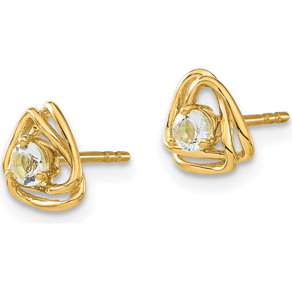 14K Yellow Gold Aquamarine Post Earrings - 0.10 Carat Total Aquamarine Weight by Oro Pregiato